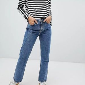 Weekday Voyage straight leg jeans in pen blue cotton